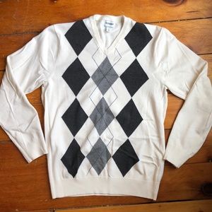 Men’s sweater, white, argyle